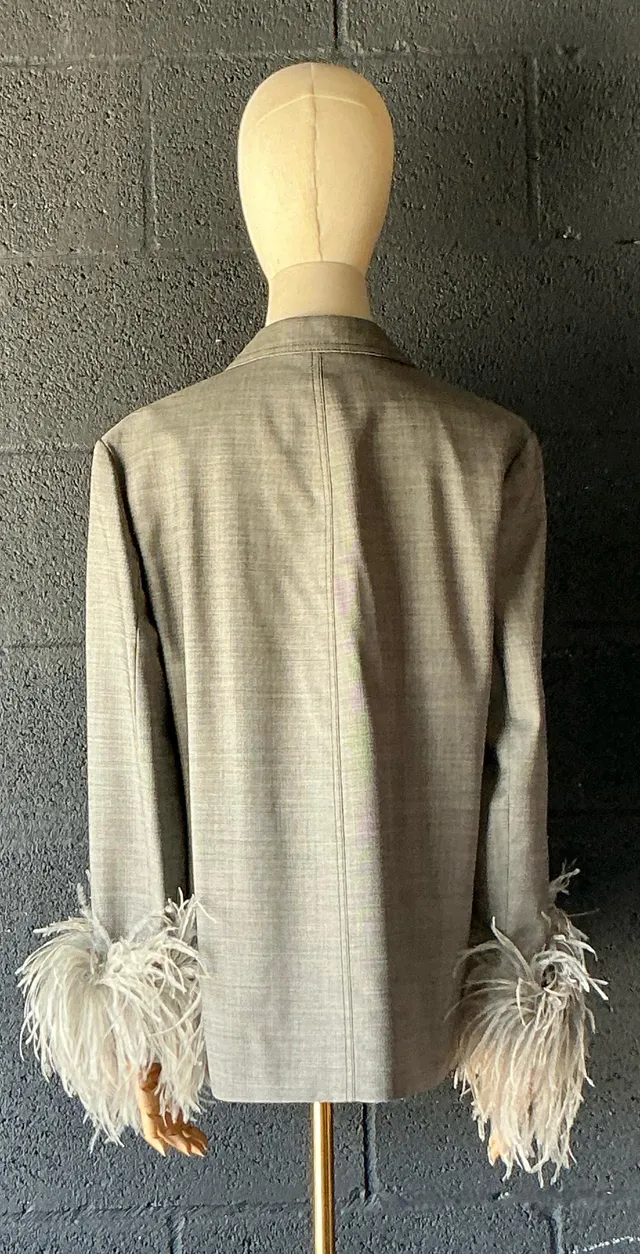 Vintage Prada Fil-A-Fil Feather Cuff Blazer — additional photo 7