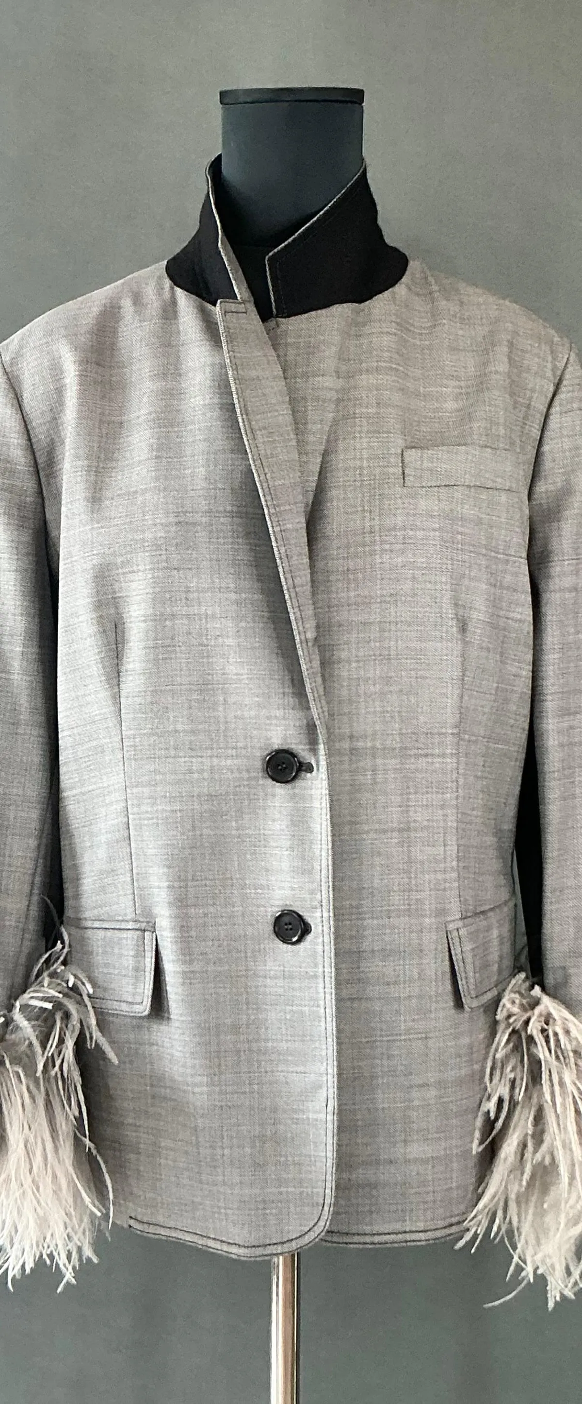 Vintage Prada Fil-A-Fil Feather Cuff Blazer — additional photo 8