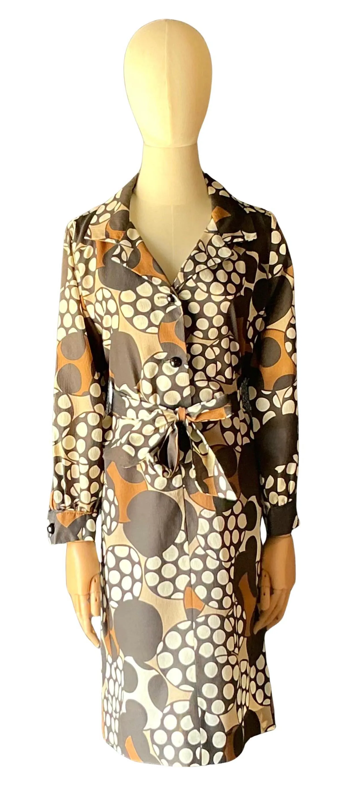 Vintage Brown & White Patterned Dress