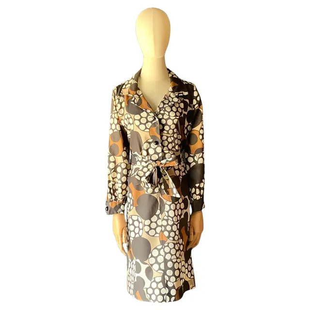Vintage Brown & White Patterned Dress — additional photo 1