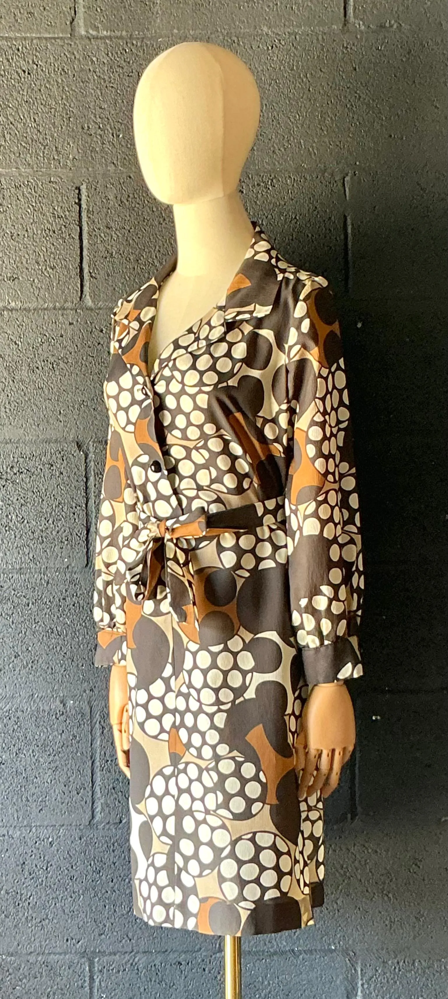 Vintage Brown & White Patterned Dress — additional photo 5