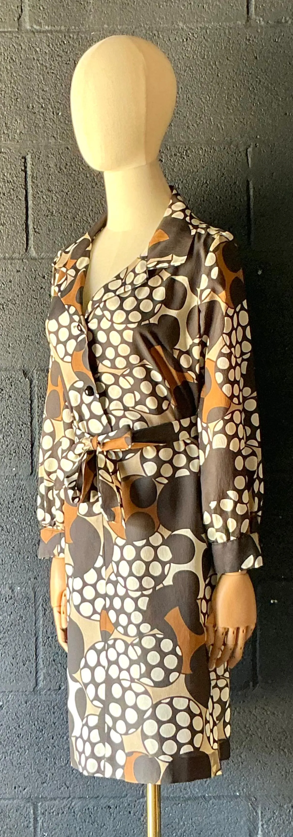 Vintage Brown & White Patterned Dress — additional photo 4