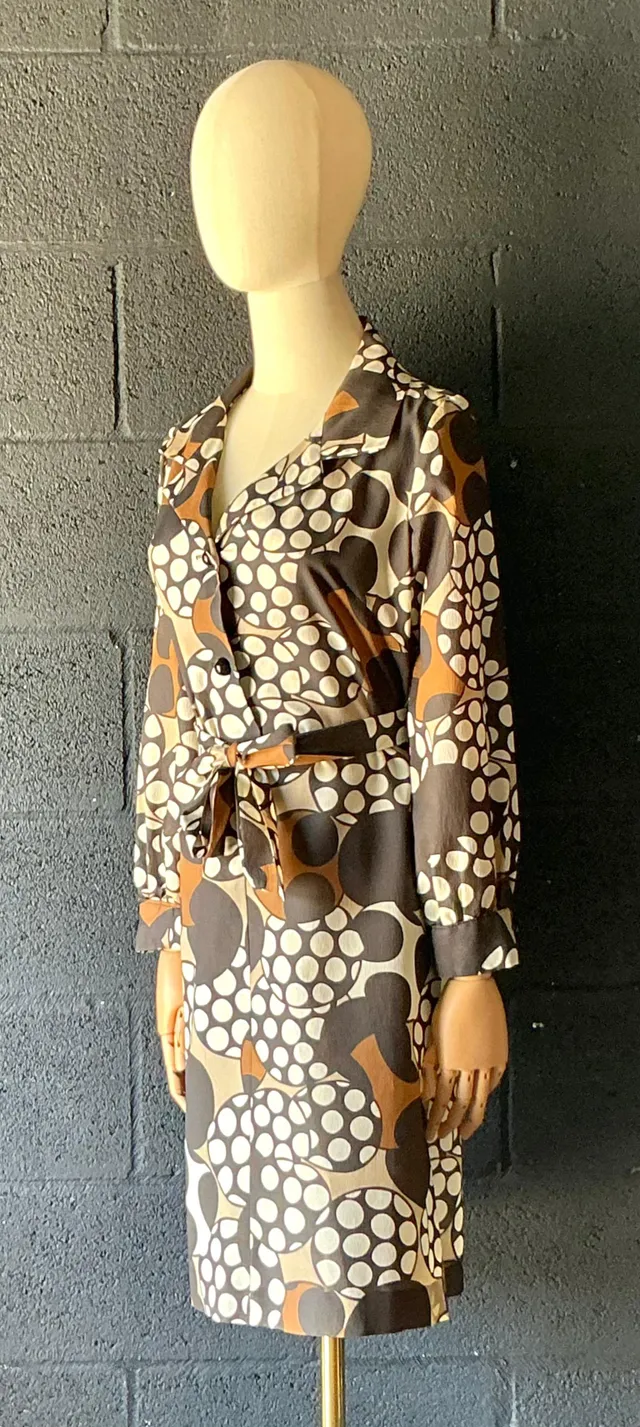 Vintage Brown & White Patterned Dress — additional photo 5
