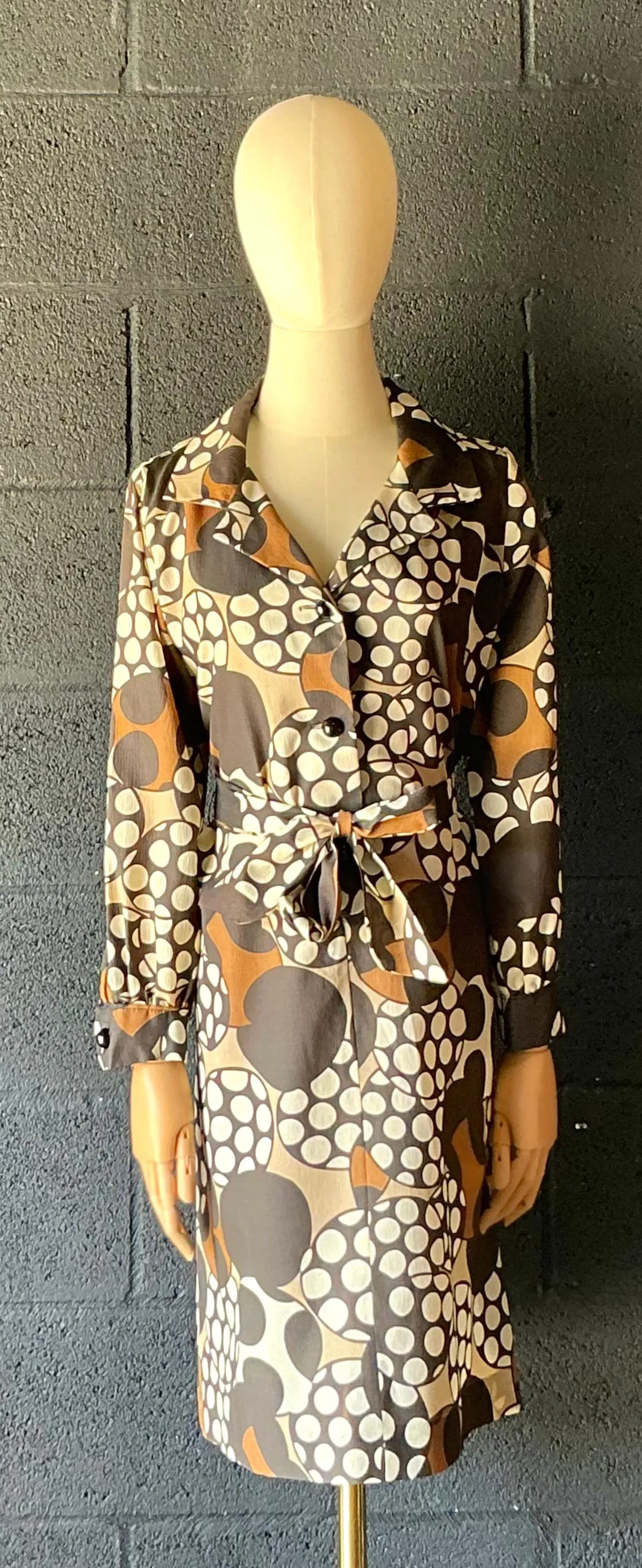 Vintage Brown & White Patterned Dress — additional photo 6
