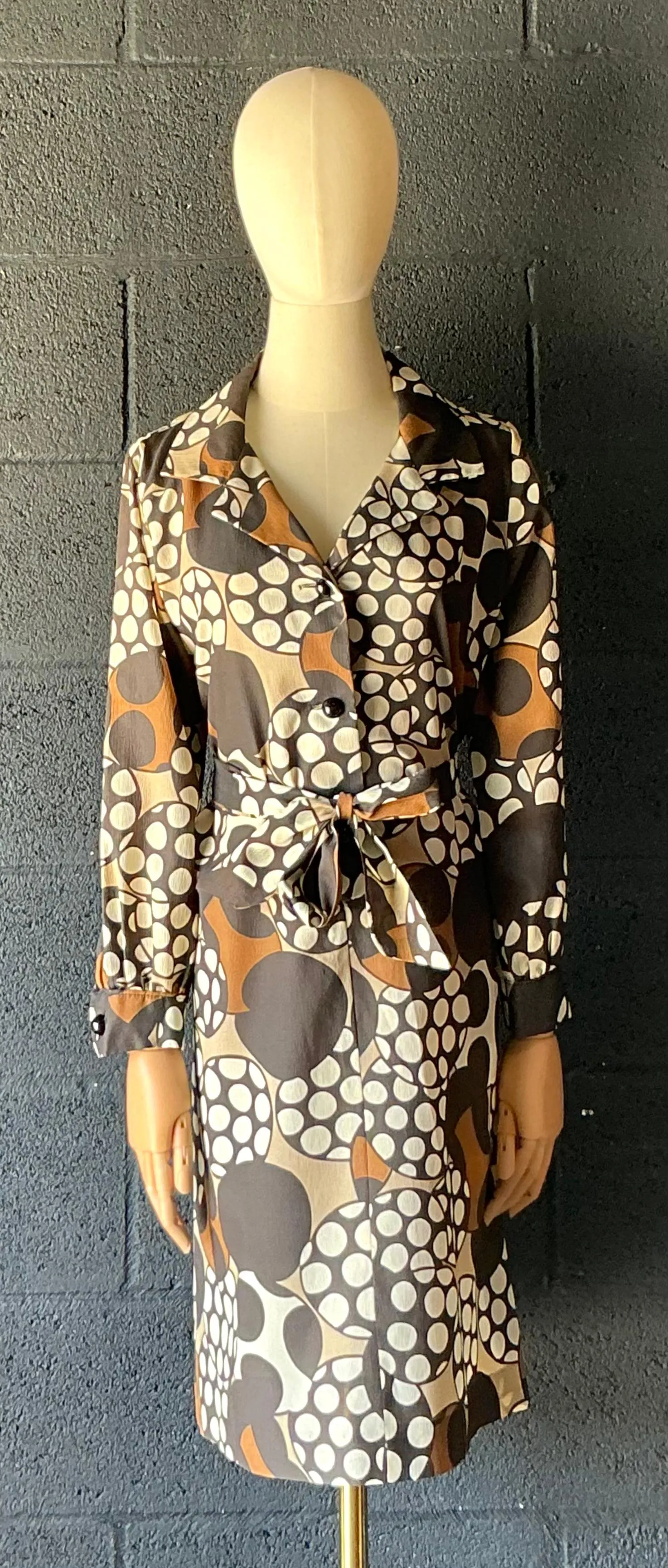 Vintage Brown & White Patterned Dress — additional photo 8