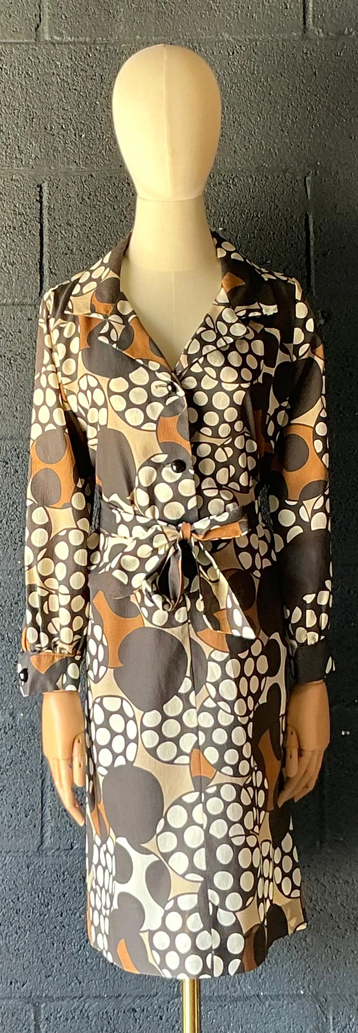 Vintage Brown & White Patterned Dress — additional photo 7