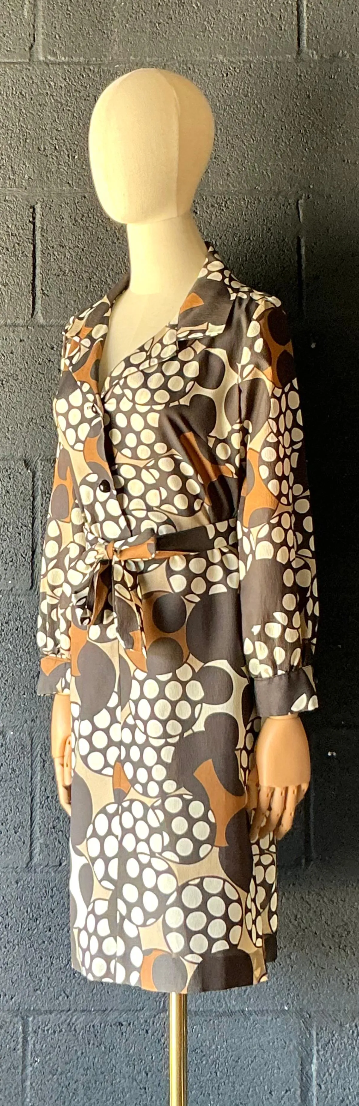 Vintage Brown & White Patterned Dress — additional photo 8