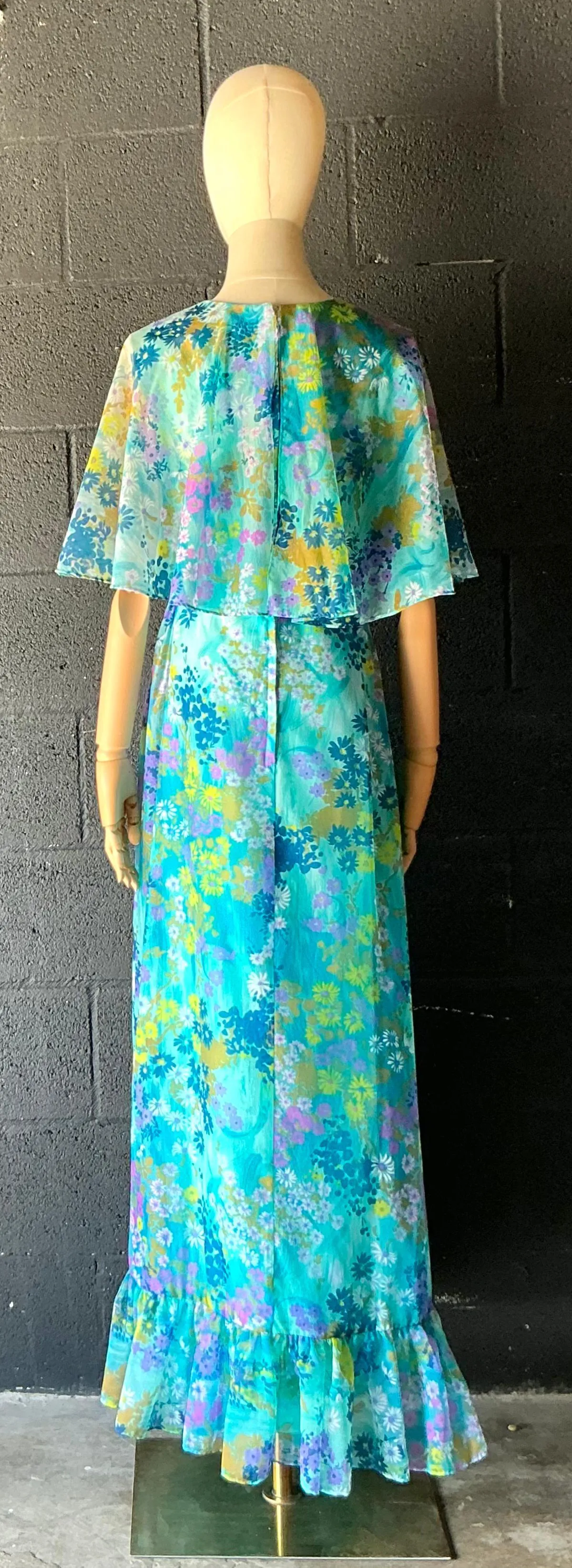 Vintage Blue Floral Dress with Bow — additional photo 5