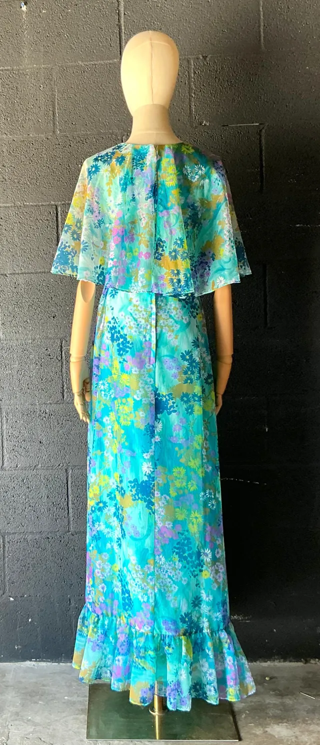 Vintage Blue Floral Dress with Bow — additional photo 5