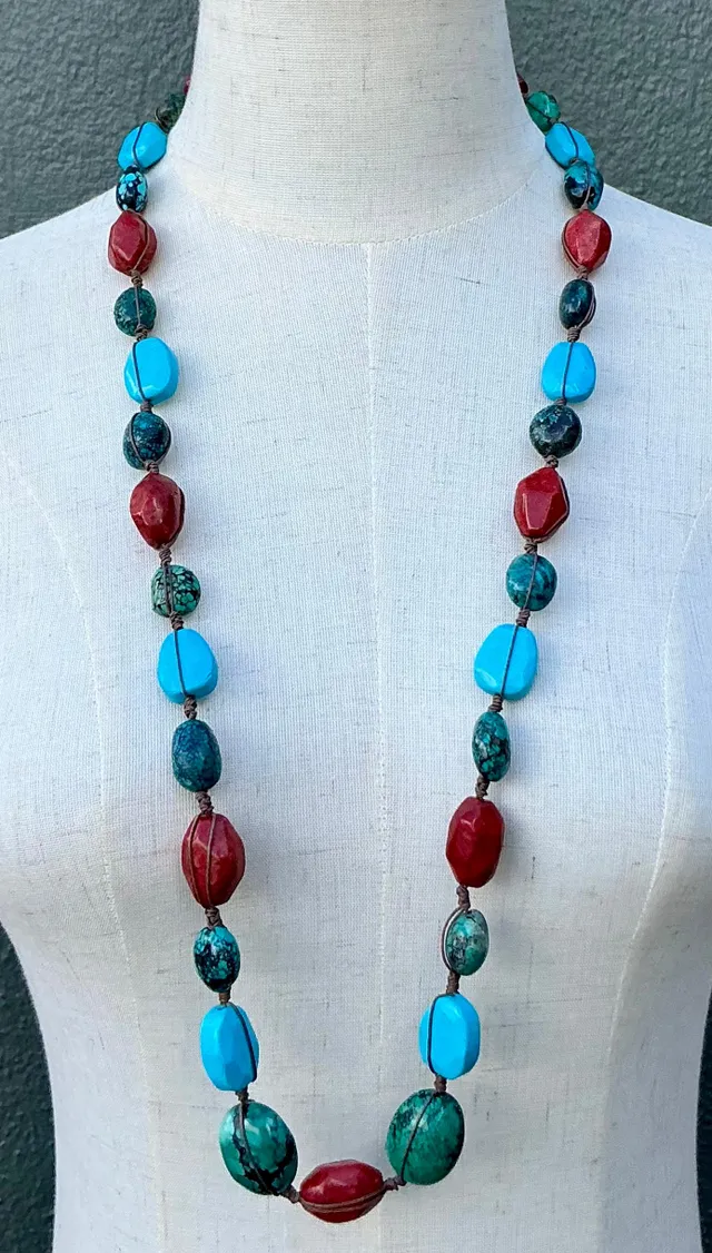 Vintage Turquoise & Coral Bead Necklace — additional photo 4