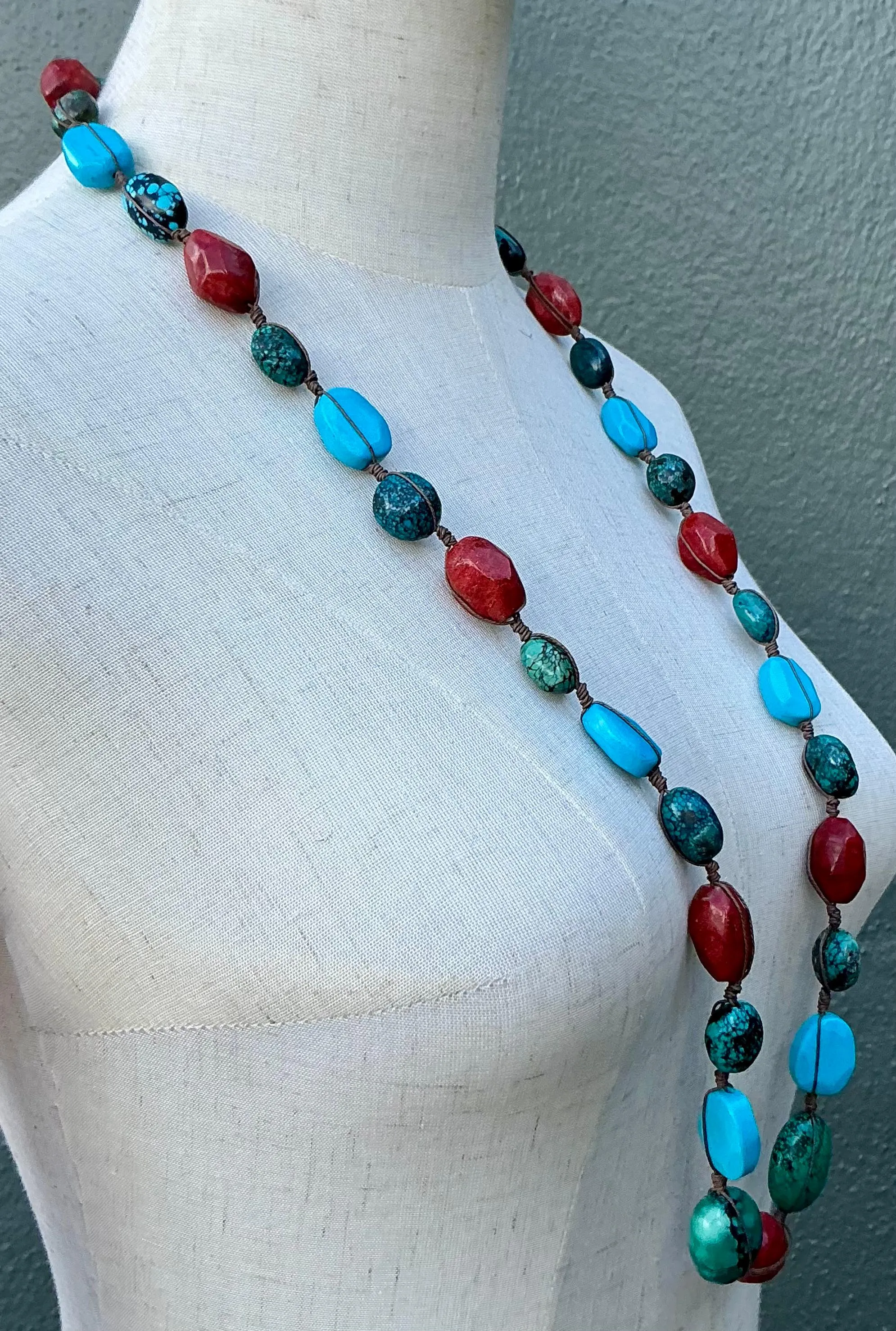 Vintage Turquoise & Coral Bead Necklace — additional photo 7