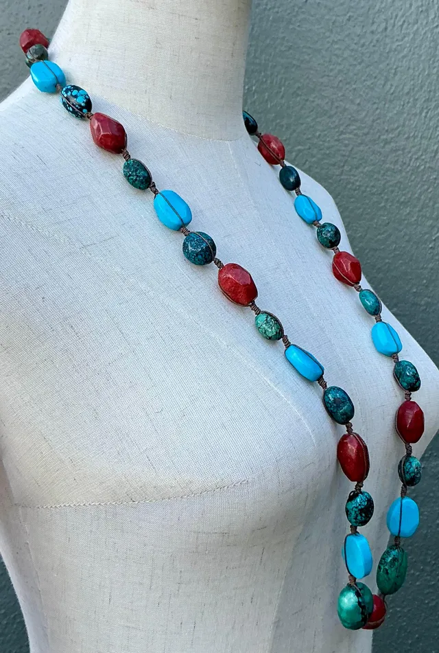 Vintage Turquoise & Coral Bead Necklace — additional photo 7