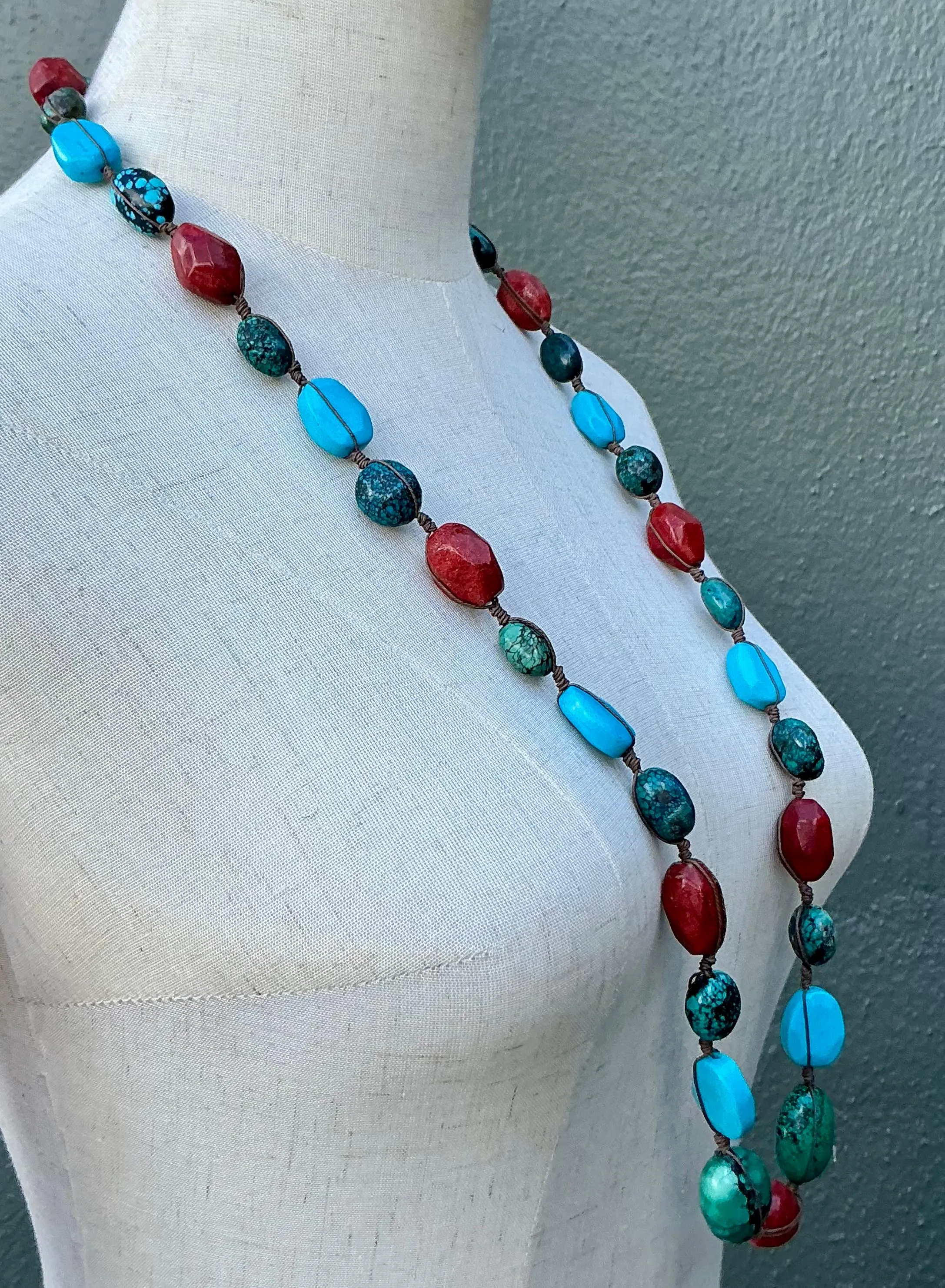 Vintage Turquoise & Coral Bead Necklace — additional photo 8