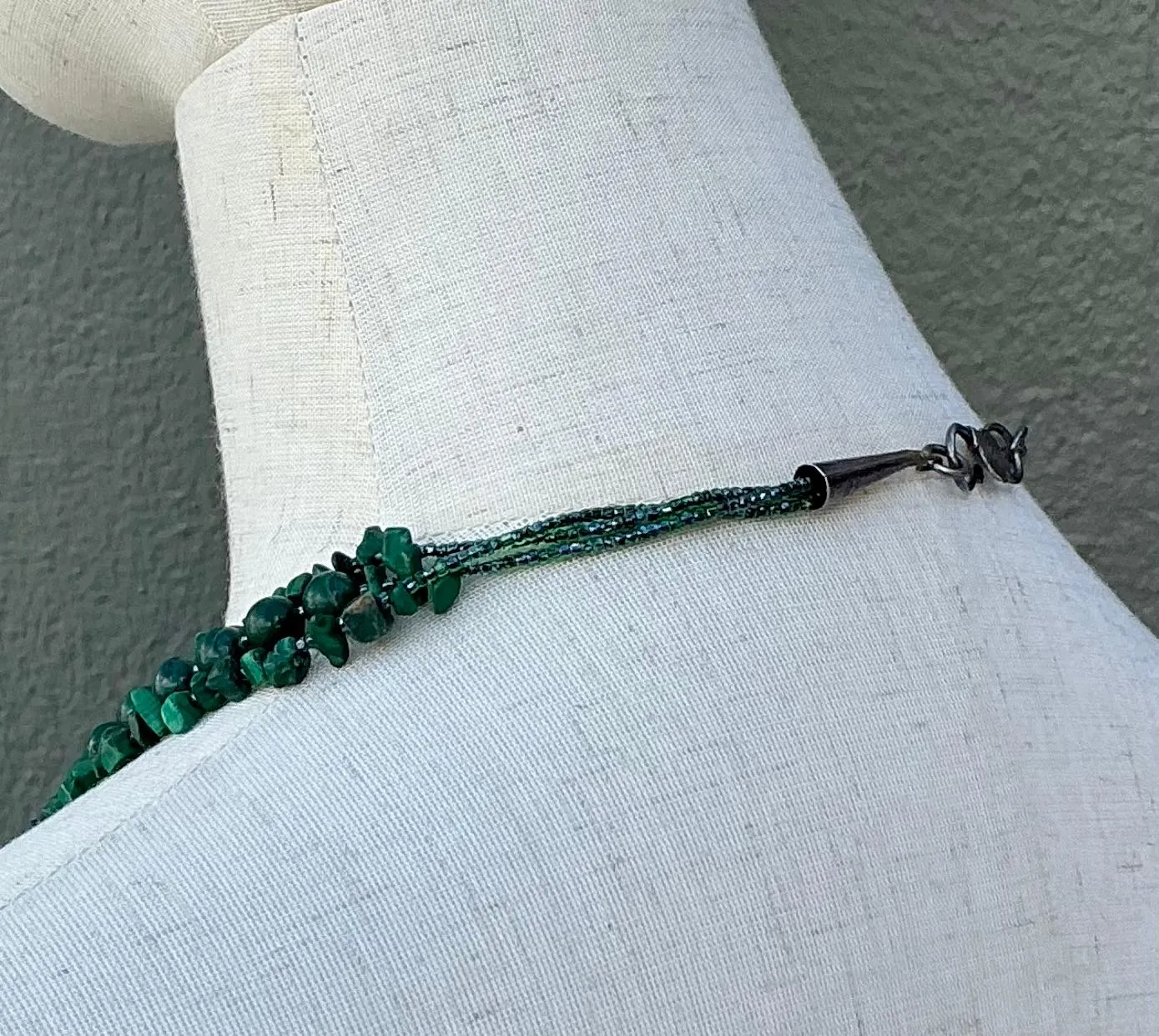 Vintage Boho Malachite Three-Stranded Necklace — additional photo 7