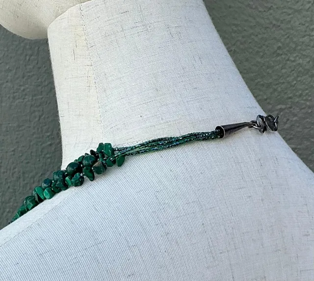 Vintage Boho Malachite Three-Stranded Necklace — additional photo 7