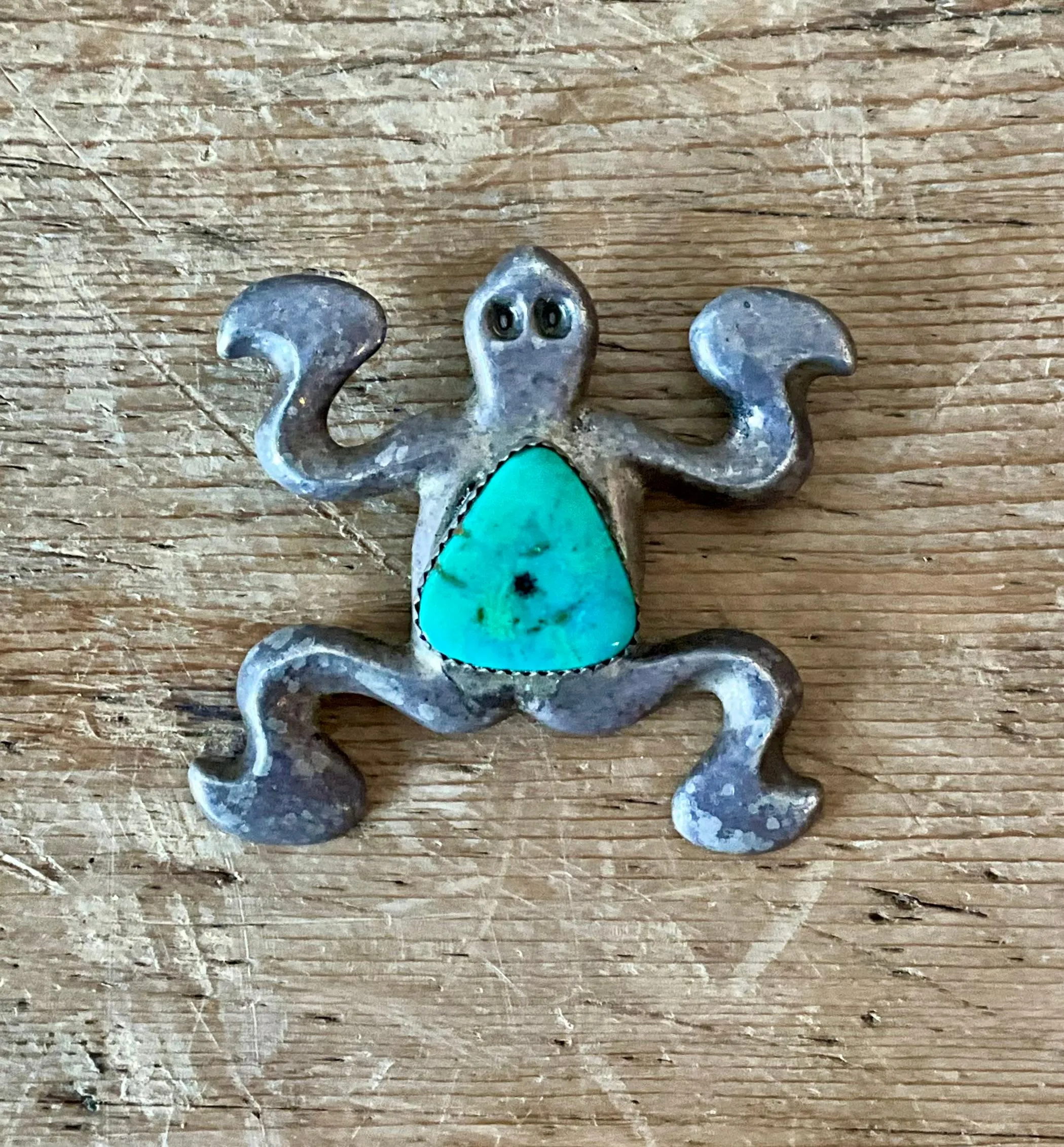 Vintage Native American Silver Inlaid Turquoise Pendant — additional photo 3