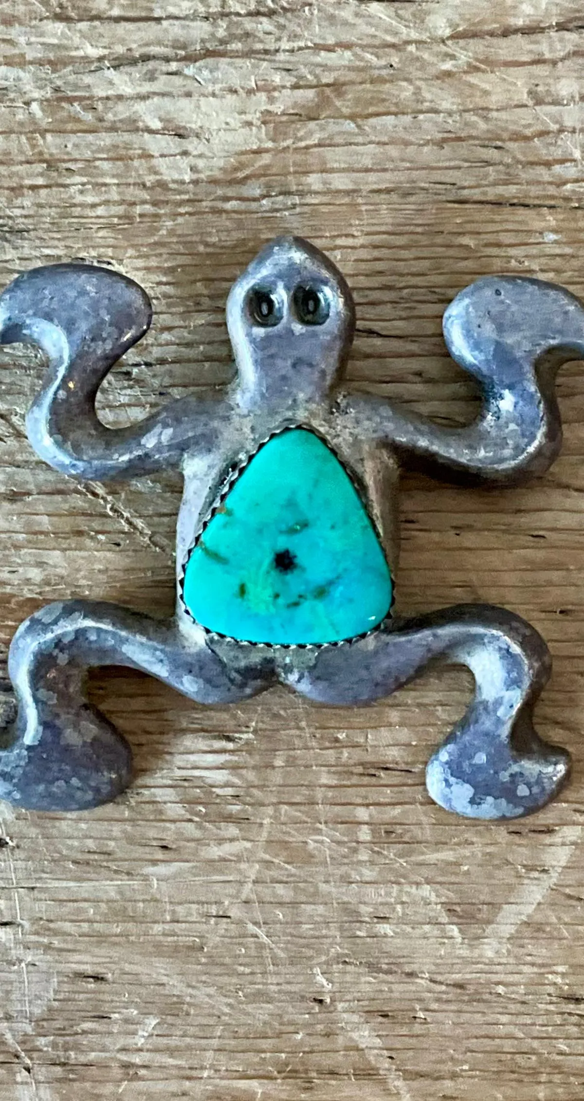 Vintage Native American Silver Inlaid Turquoise Pendant — additional photo 3