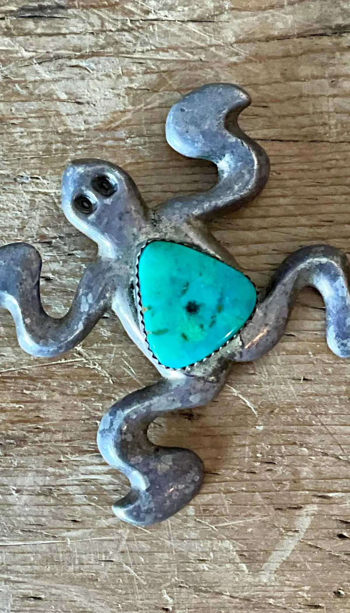Vintage Native American Silver Inlaid Turquoise Pendant — additional photo 4