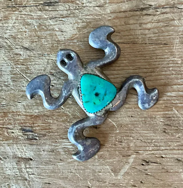Vintage Native American Silver Inlaid Turquoise Pendant — additional photo 4