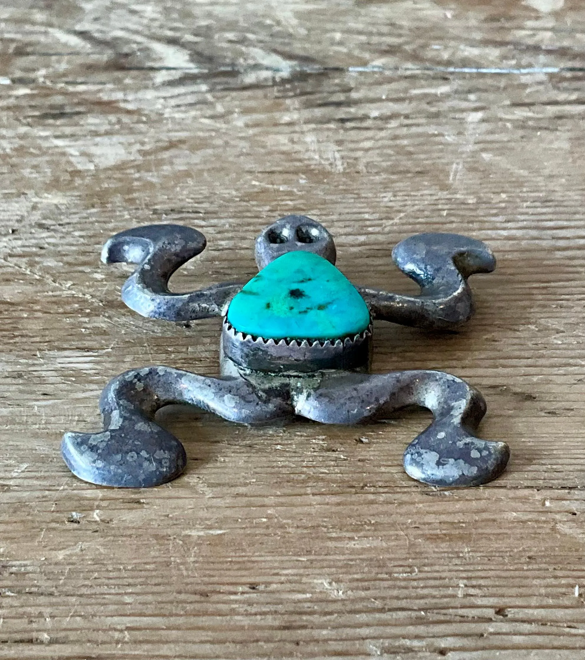 Vintage Native American Silver Inlaid Turquoise Pendant — additional photo 5