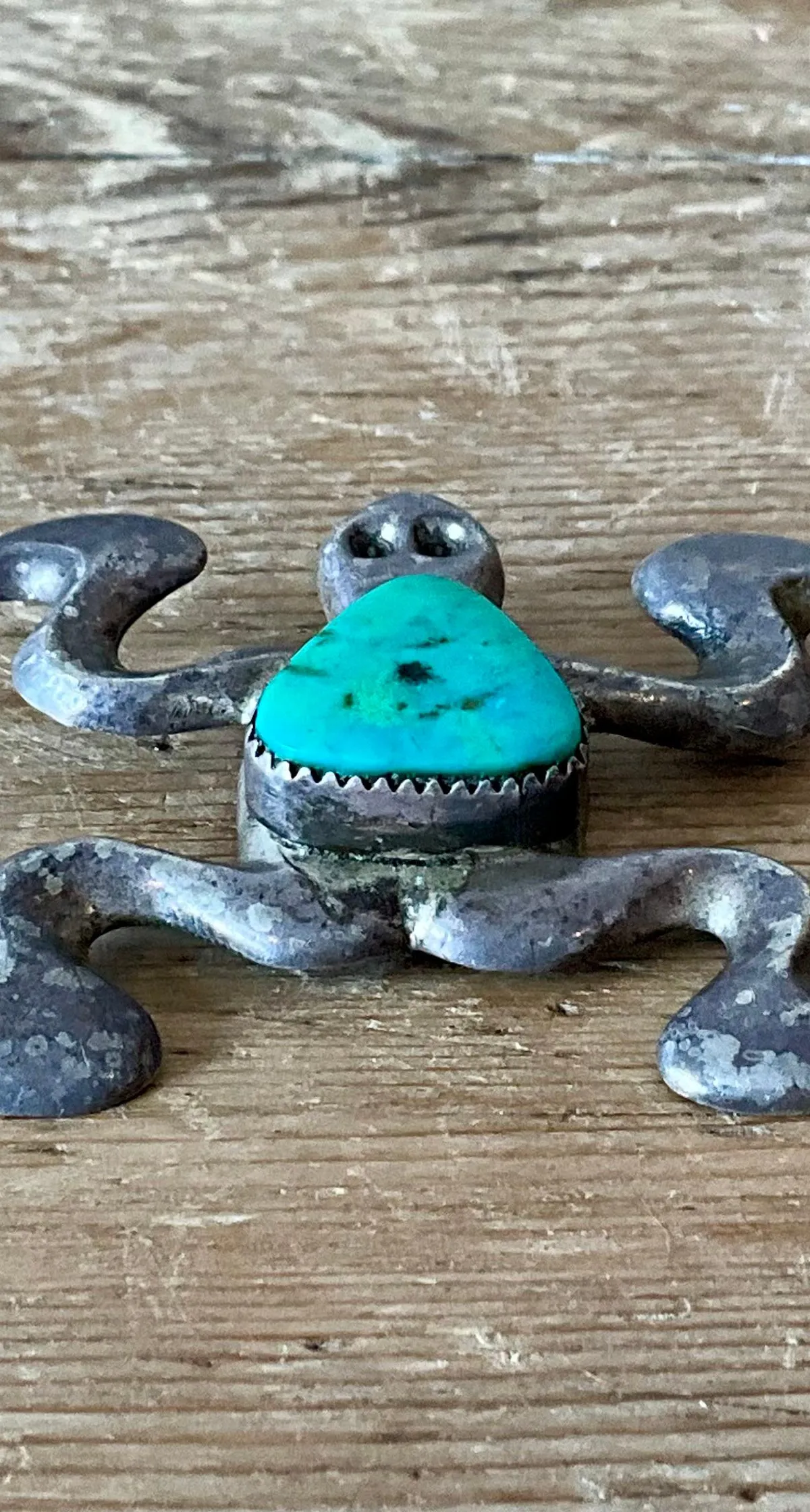 Vintage Native American Silver Inlaid Turquoise Pendant — additional photo 5
