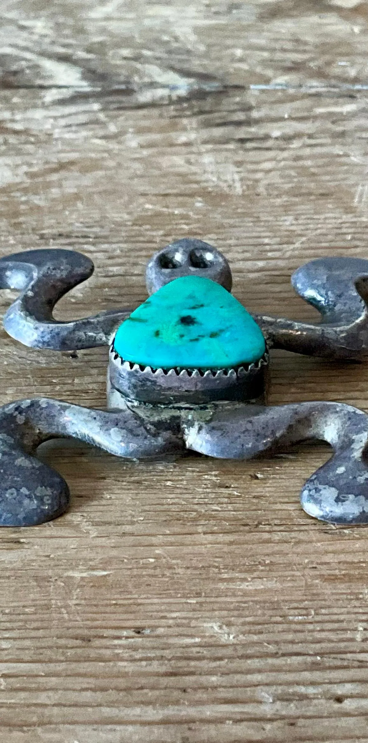 Vintage Native American Silver Inlaid Turquoise Pendant — additional photo 6