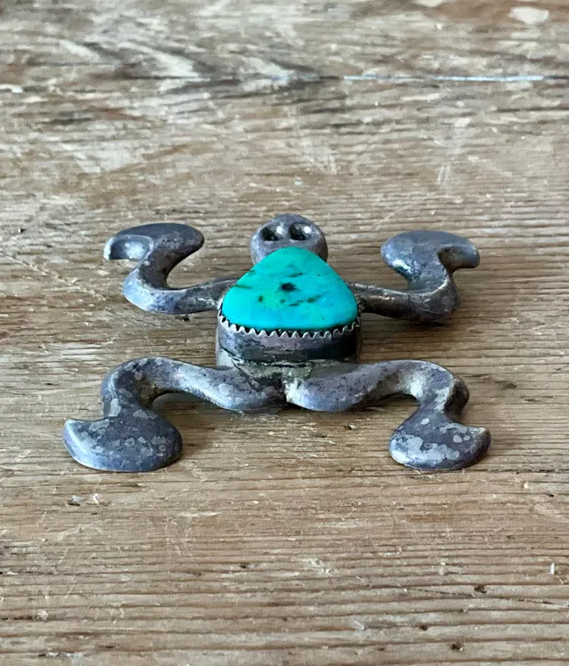 Vintage Native American Silver Inlaid Turquoise Pendant — additional photo 6