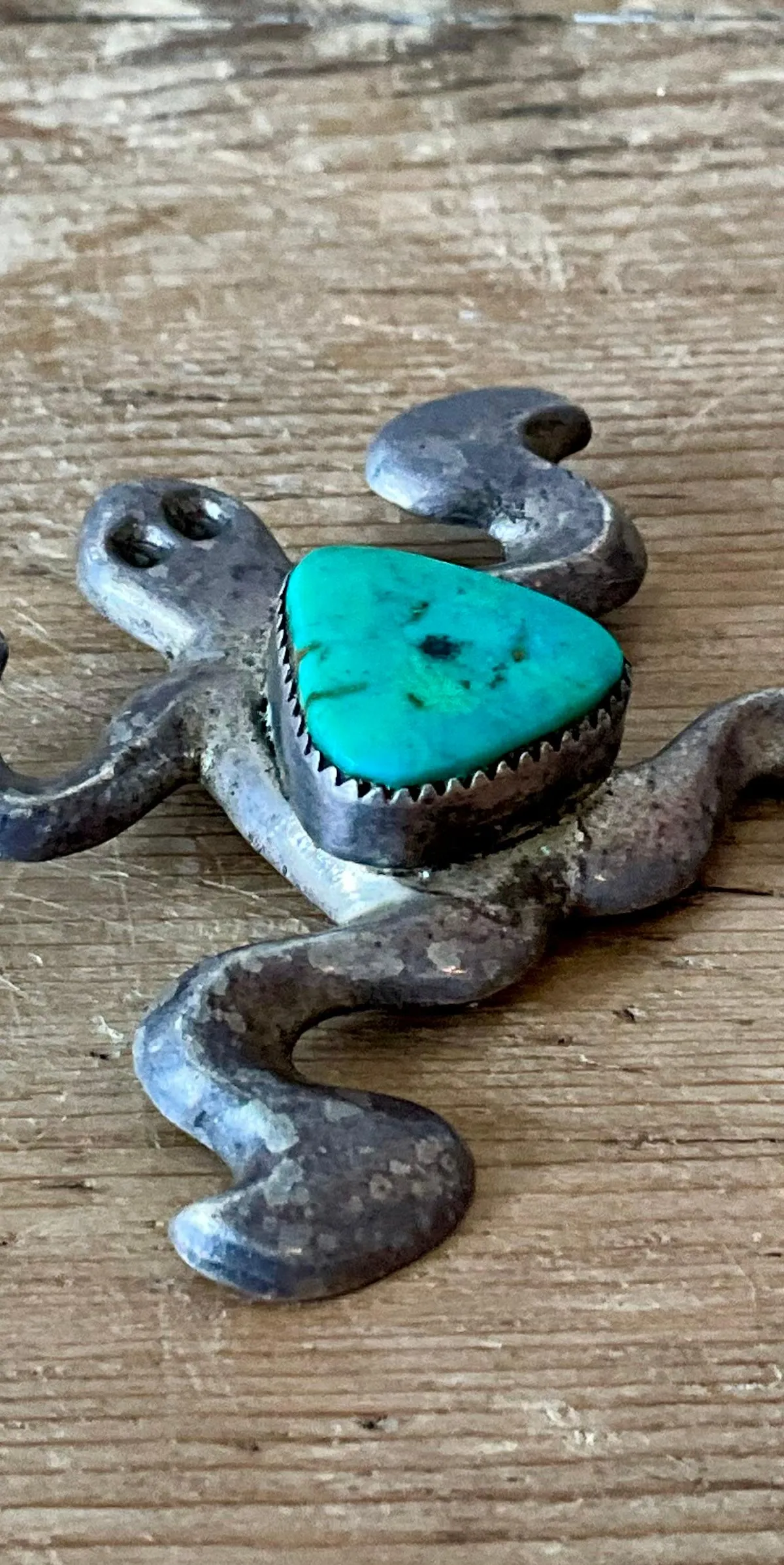 Vintage Native American Silver Inlaid Turquoise Pendant — additional photo 7