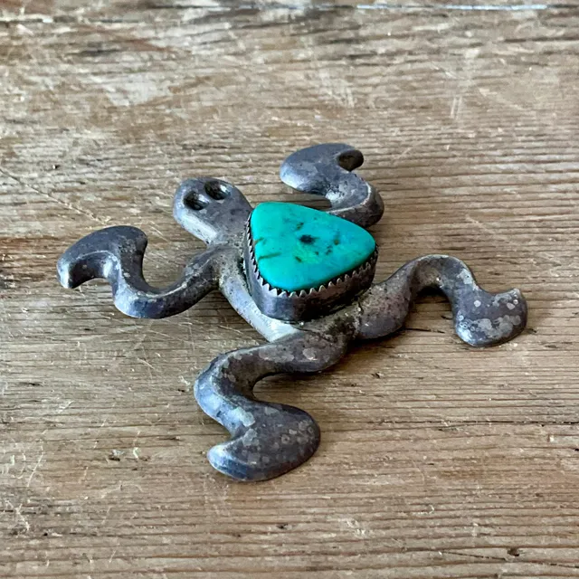 Vintage Native American Silver Inlaid Turquoise Pendant — additional photo 7