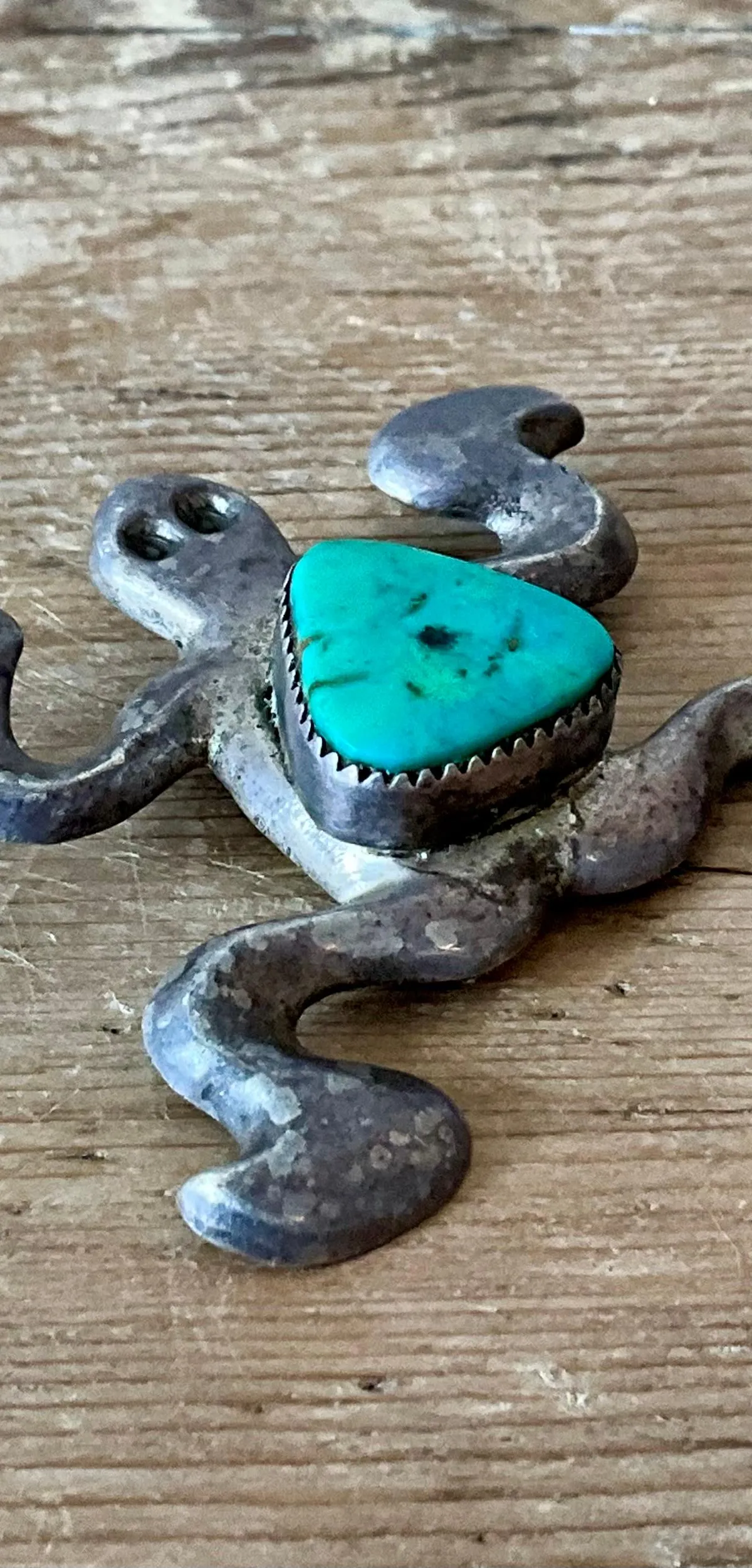 Vintage Native American Silver Inlaid Turquoise Pendant — additional photo 8