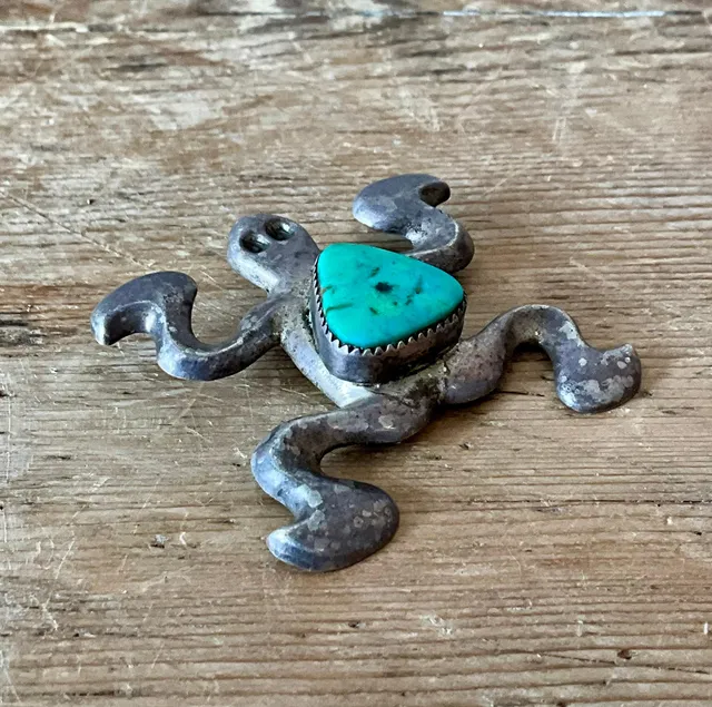 Vintage Native American Silver Inlaid Turquoise Pendant — additional photo 8