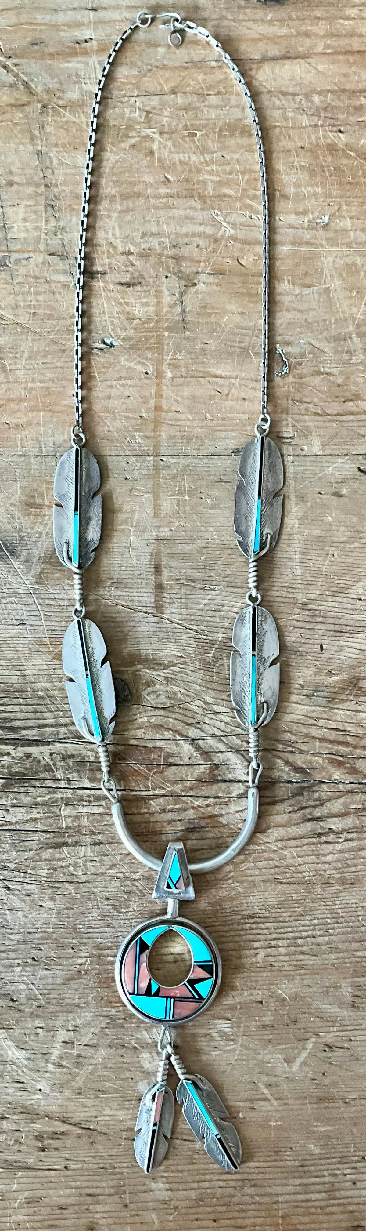 Vintage Turquoise Native American 925 Silver Pendant Necklace — additional photo 2
