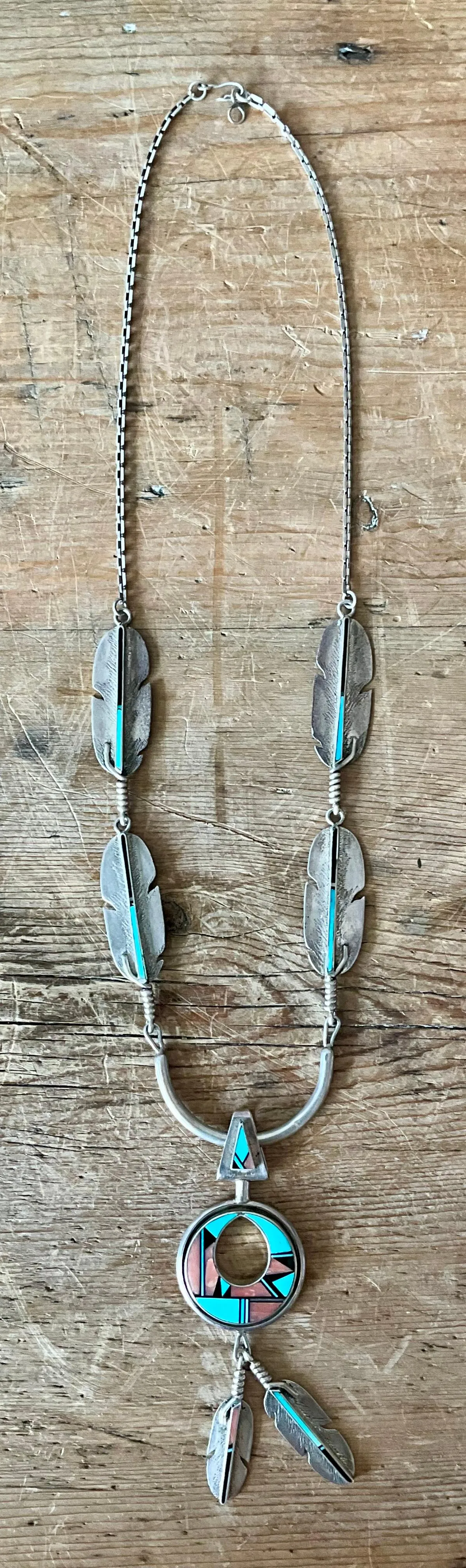 Vintage Turquoise Native American 925 Silver Pendant Necklace — additional photo 3