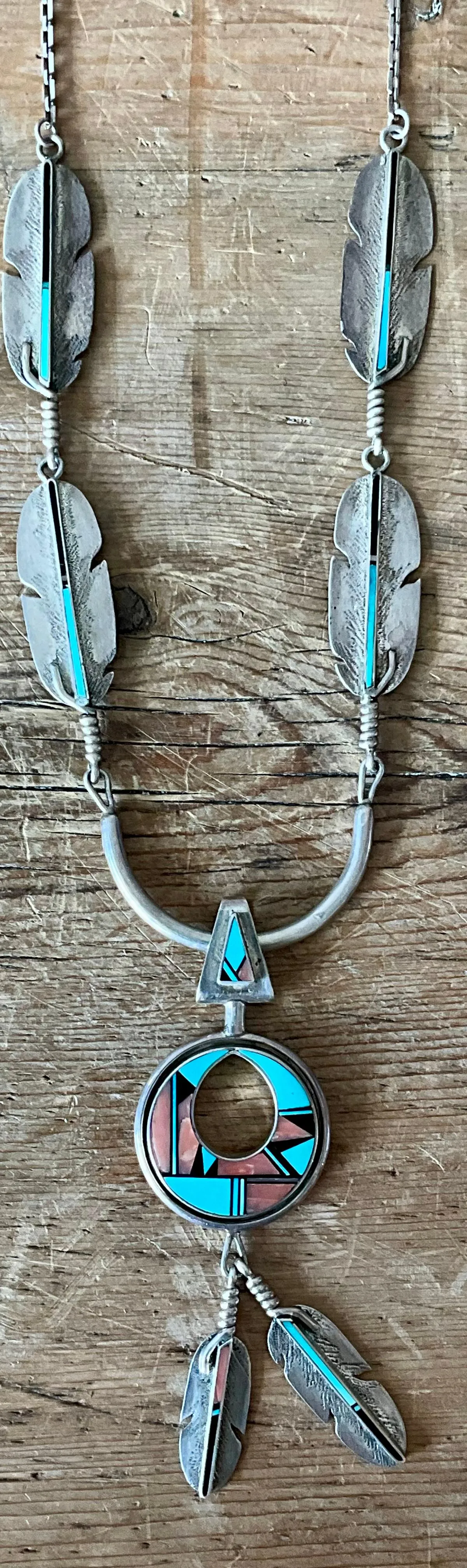 Vintage Turquoise Native American 925 Silver Pendant Necklace — additional photo 4