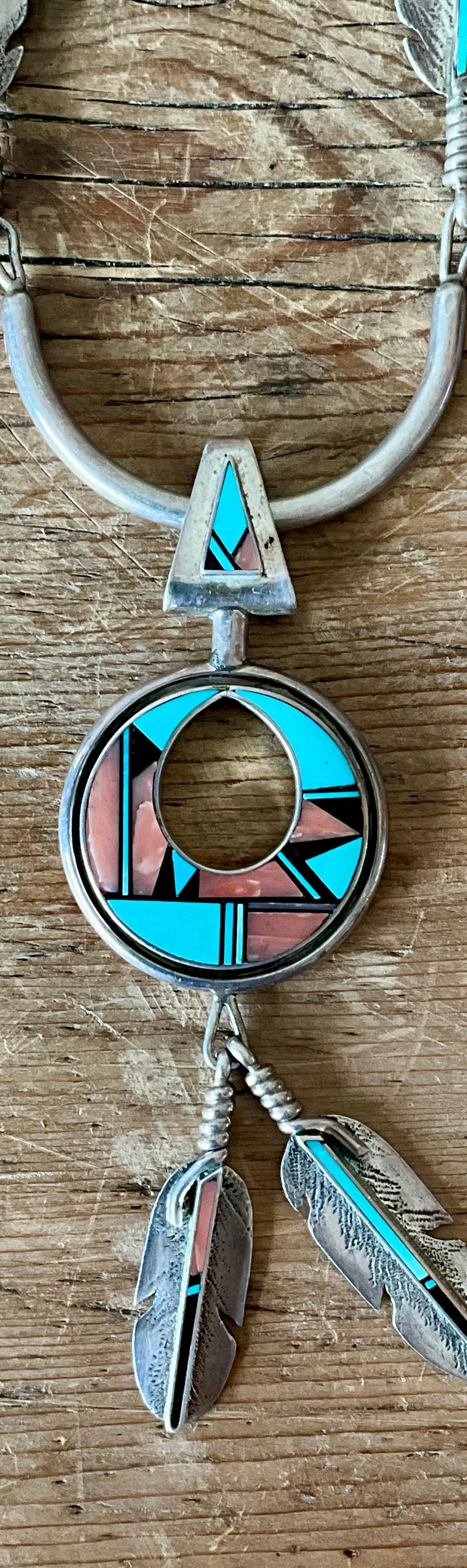 Vintage Turquoise Native American 925 Silver Pendant Necklace — additional photo 5