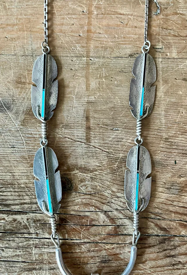 Vintage Turquoise Native American 925 Silver Pendant Necklace — additional photo 6