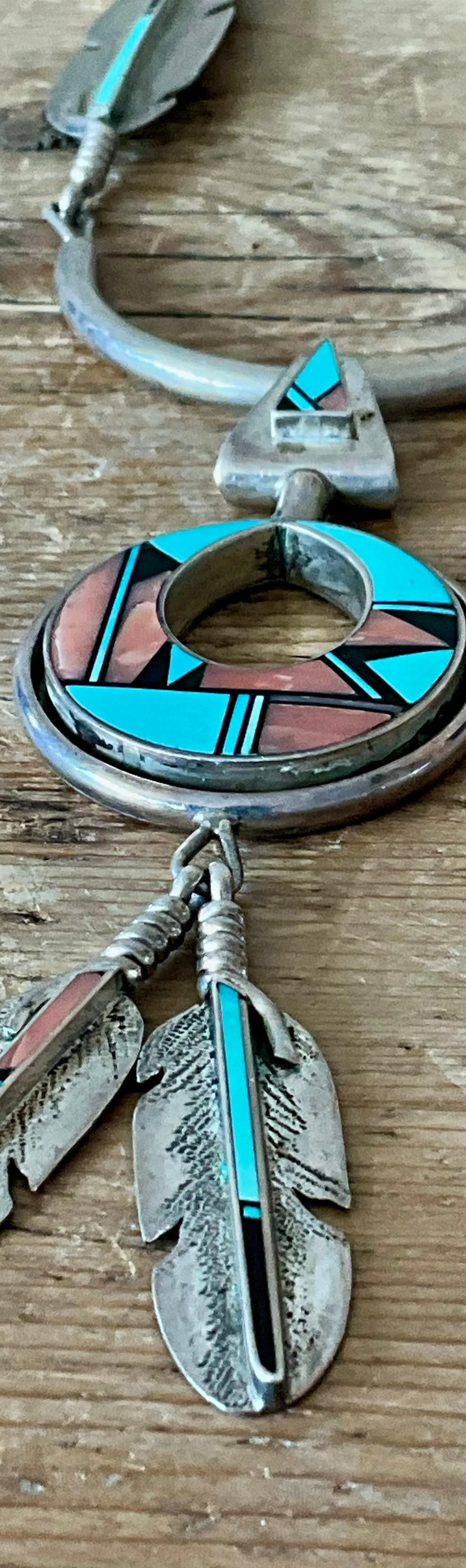Vintage Turquoise Native American 925 Silver Pendant Necklace — additional photo 8