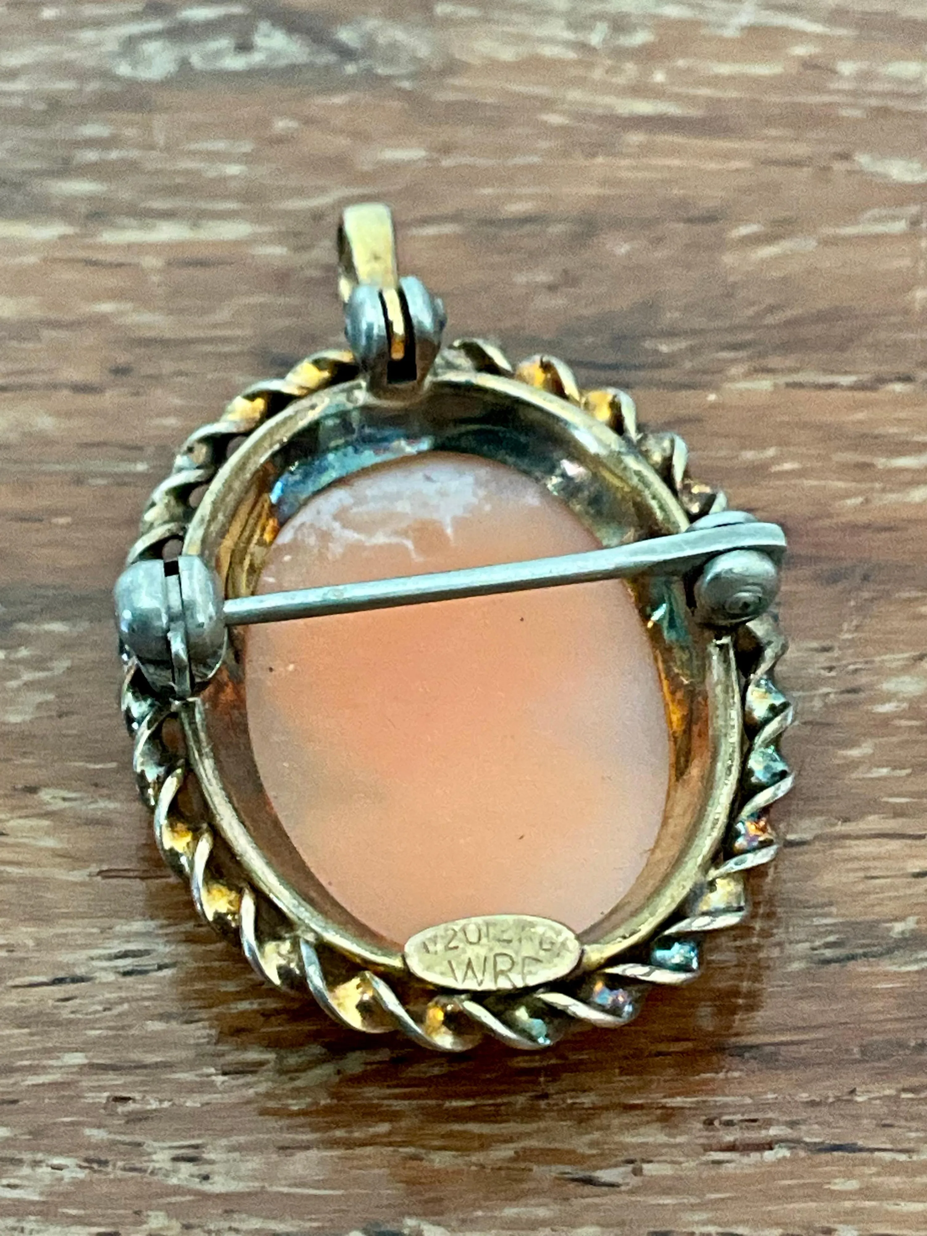 Vintage Victorian 12k Handcarved Cameo Pendant Brooch — additional photo 4
