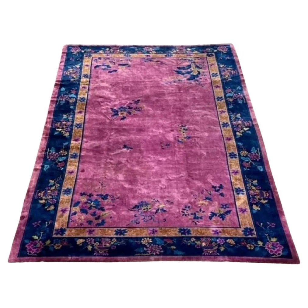 Vintage Asian Chinese Nichols Wool/Silk Rug