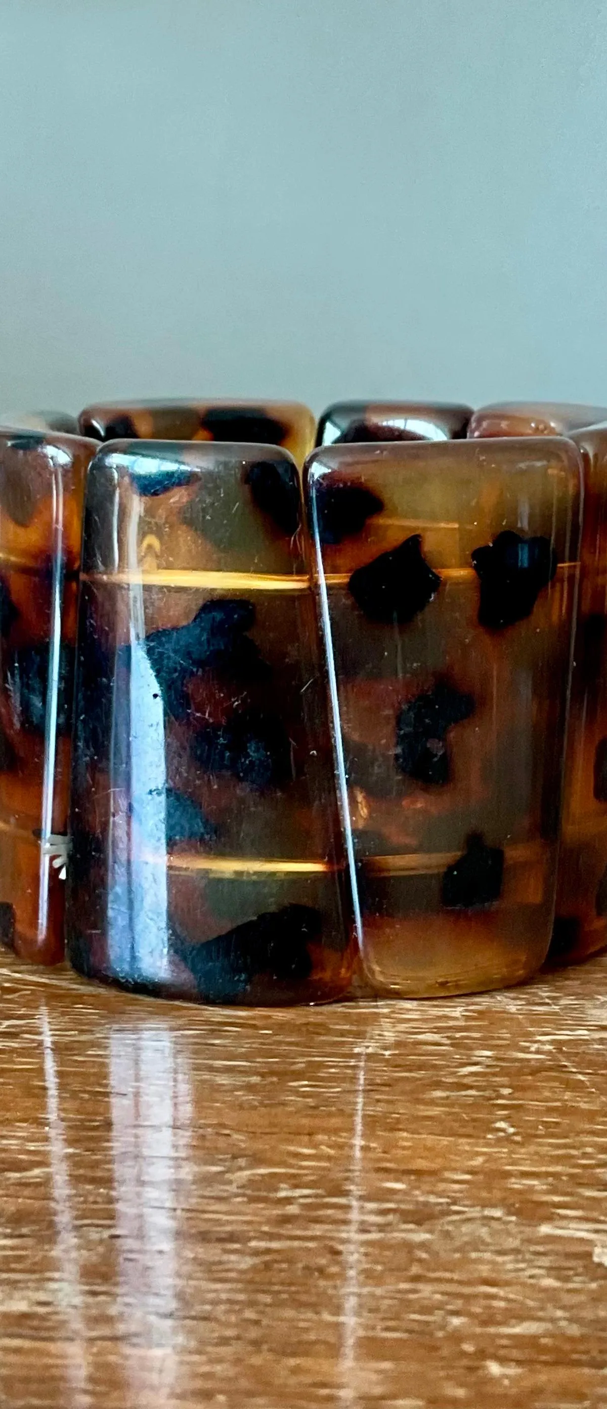 Vintage Faux Tortoise Bakelite Stretch Bracelet