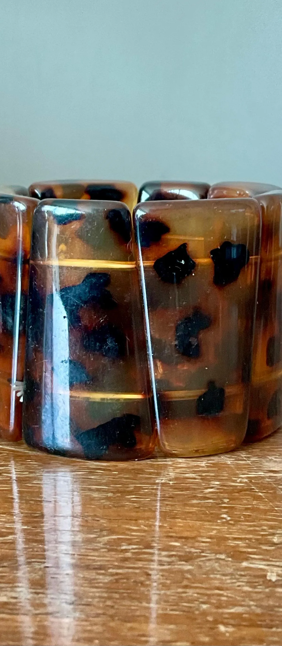 Vintage Faux Tortoise Bakelite Stretch Bracelet — additional photo 2