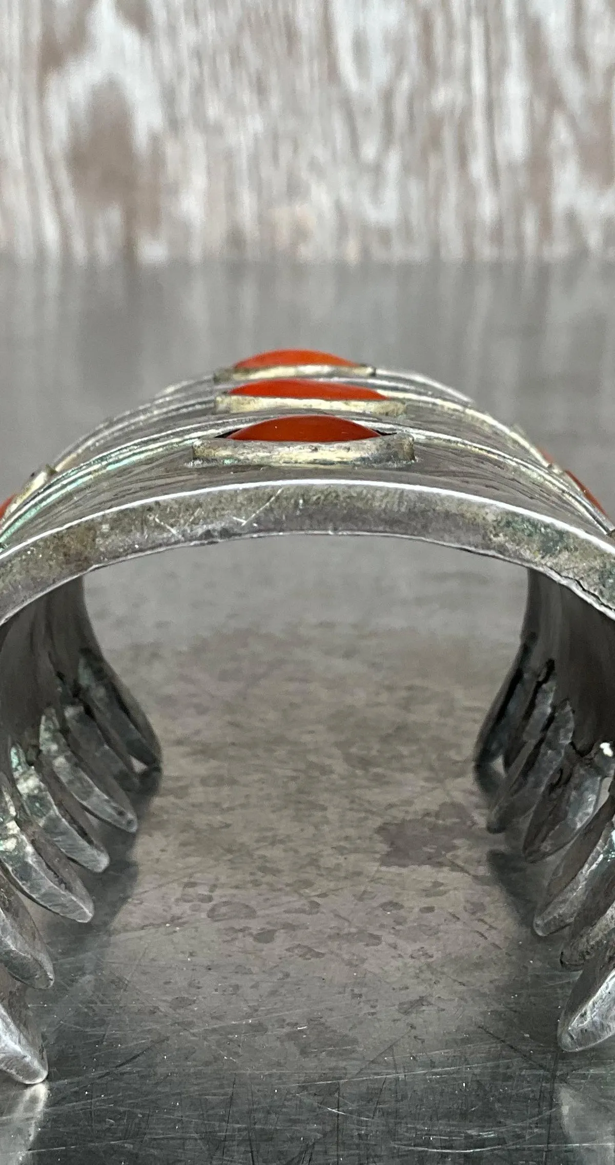 Vintage Carnelian Gilt Silver Turkoman Cuff — additional photo 5