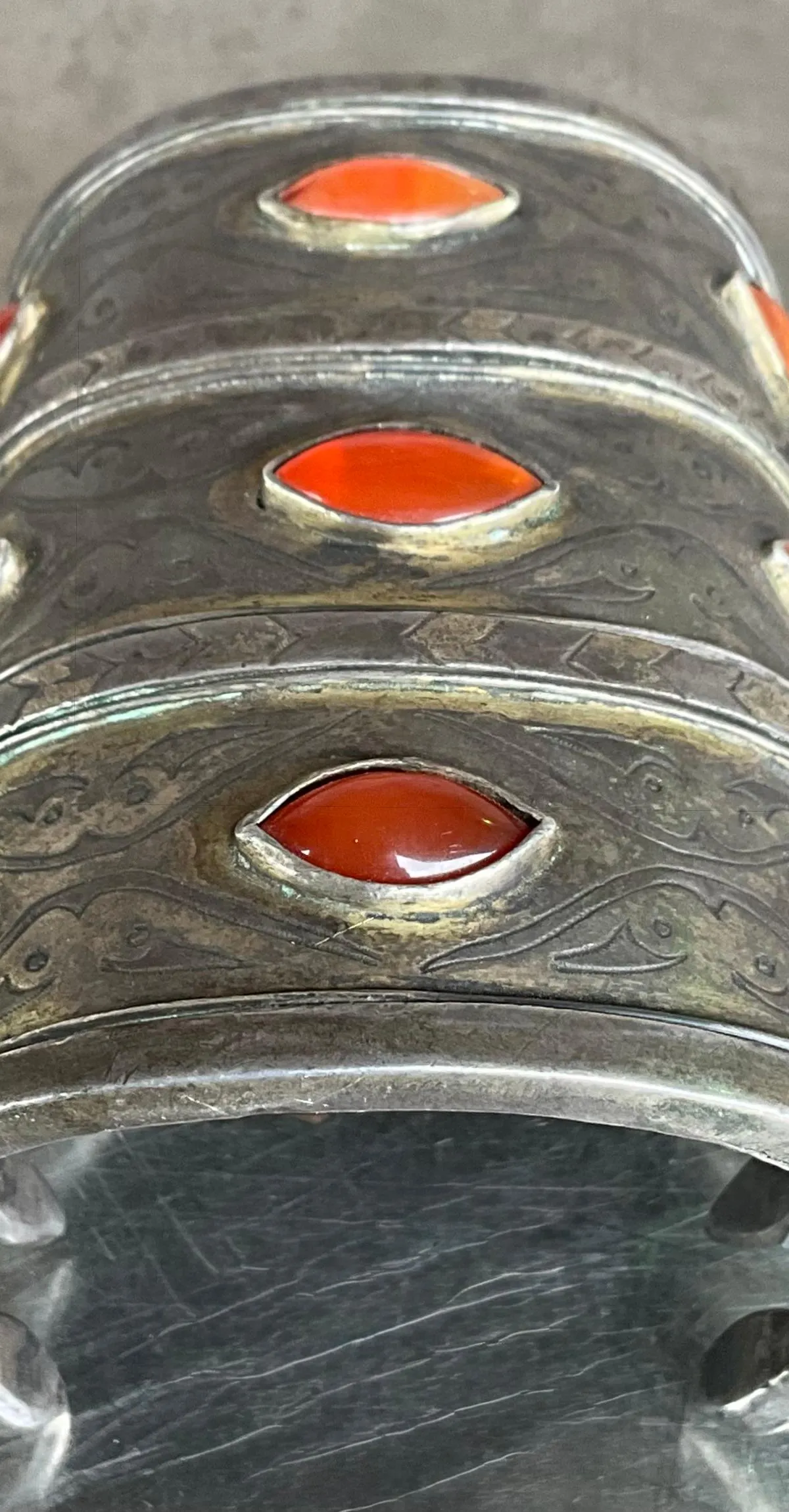Vintage Carnelian Gilt Silver Turkoman Cuff — additional photo 6