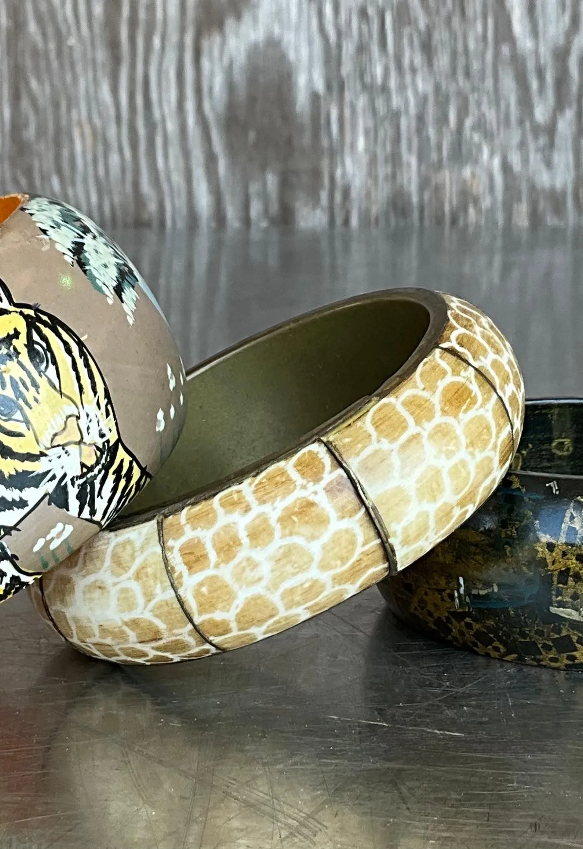 Vintage Wooden African Inspired Bangles- Set of 3 — additional photo 2