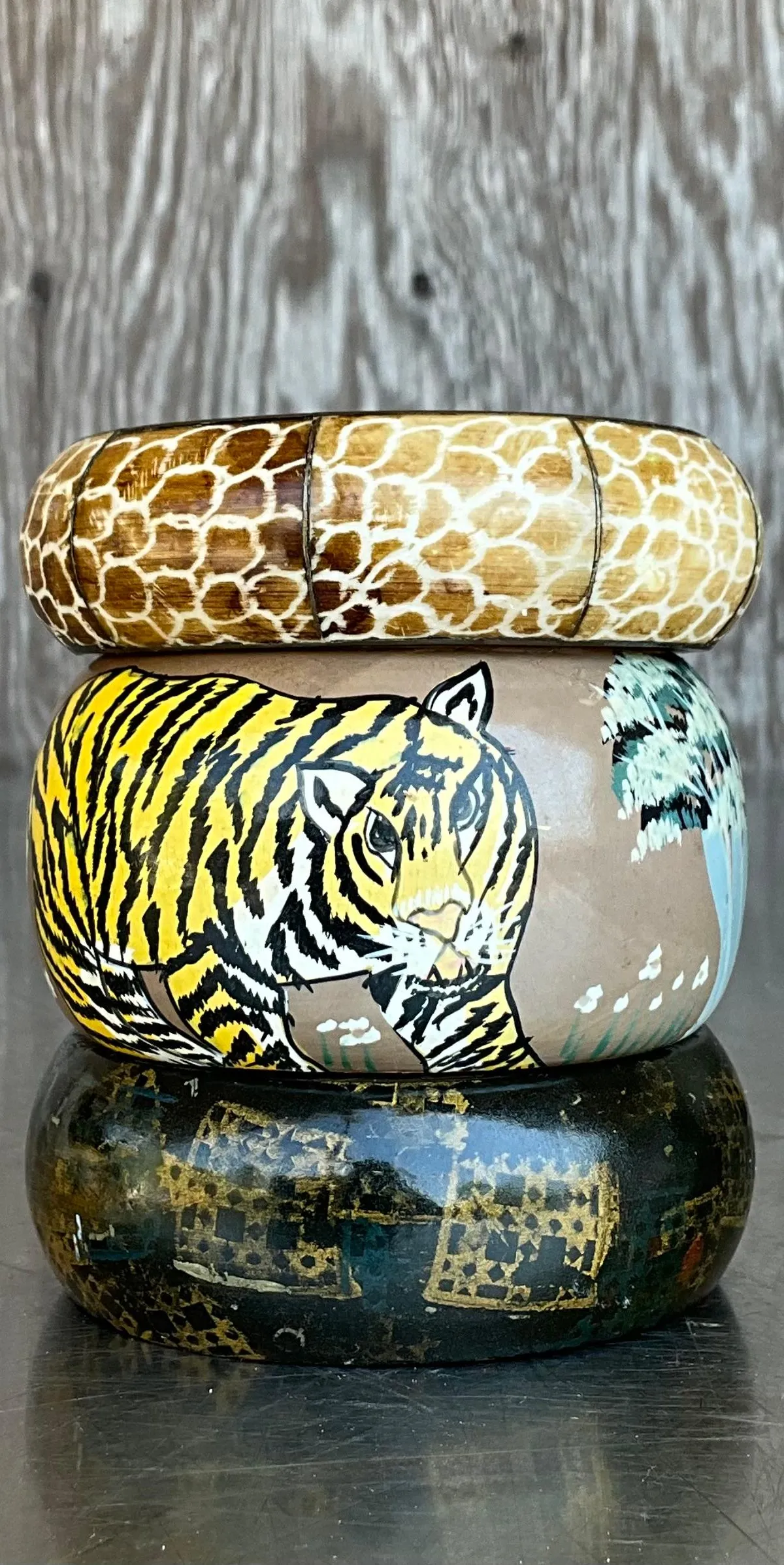 Vintage Wooden African Inspired Bangles- Set of 3 — additional photo 3