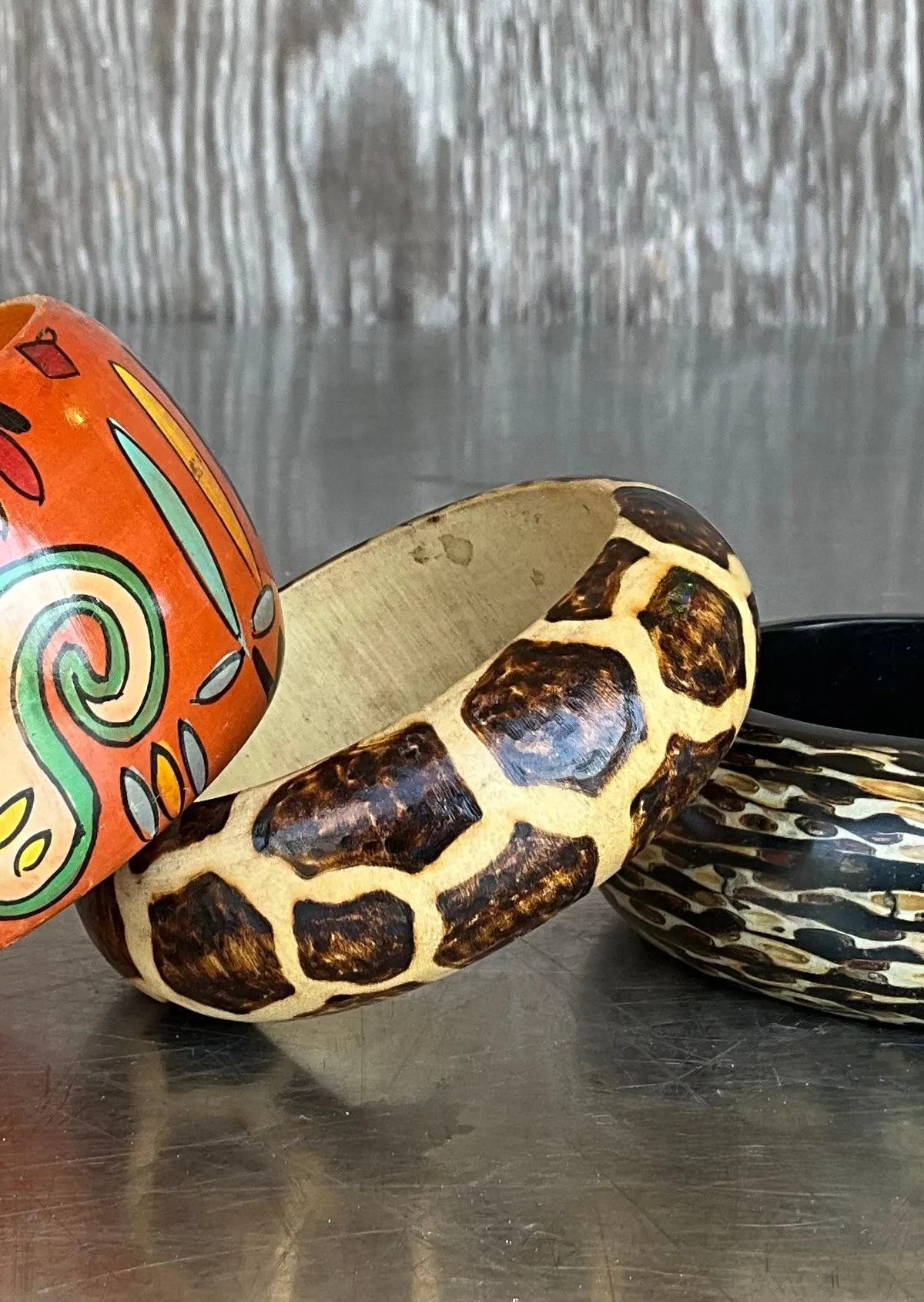 Vintage Wooden African Inspired Bangles- Set of 3 — additional photo 2