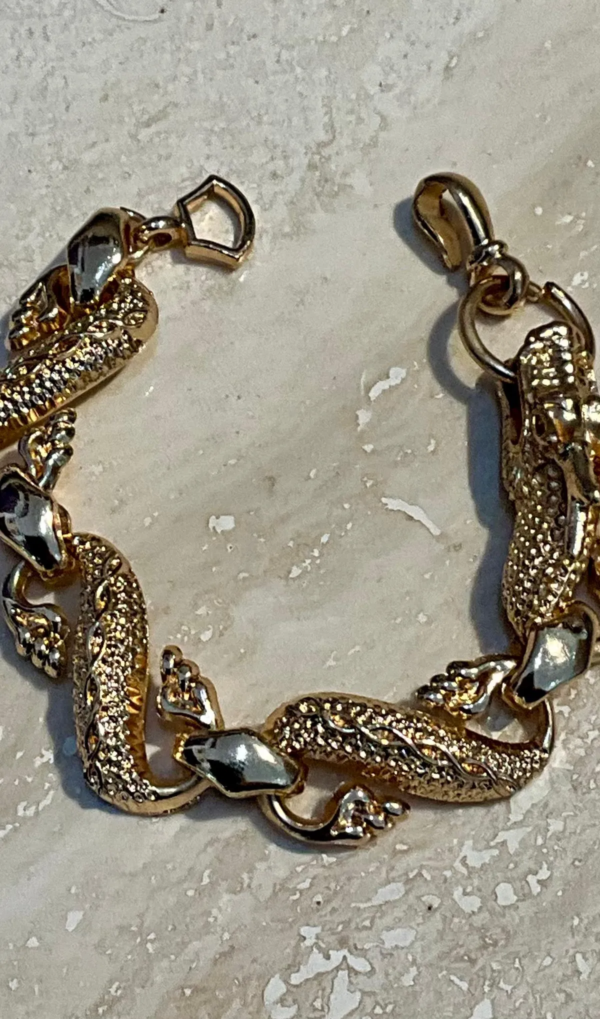 Vintage Hand-Carved Rose Gold Toned Dragon Bracelet — additional photo 3