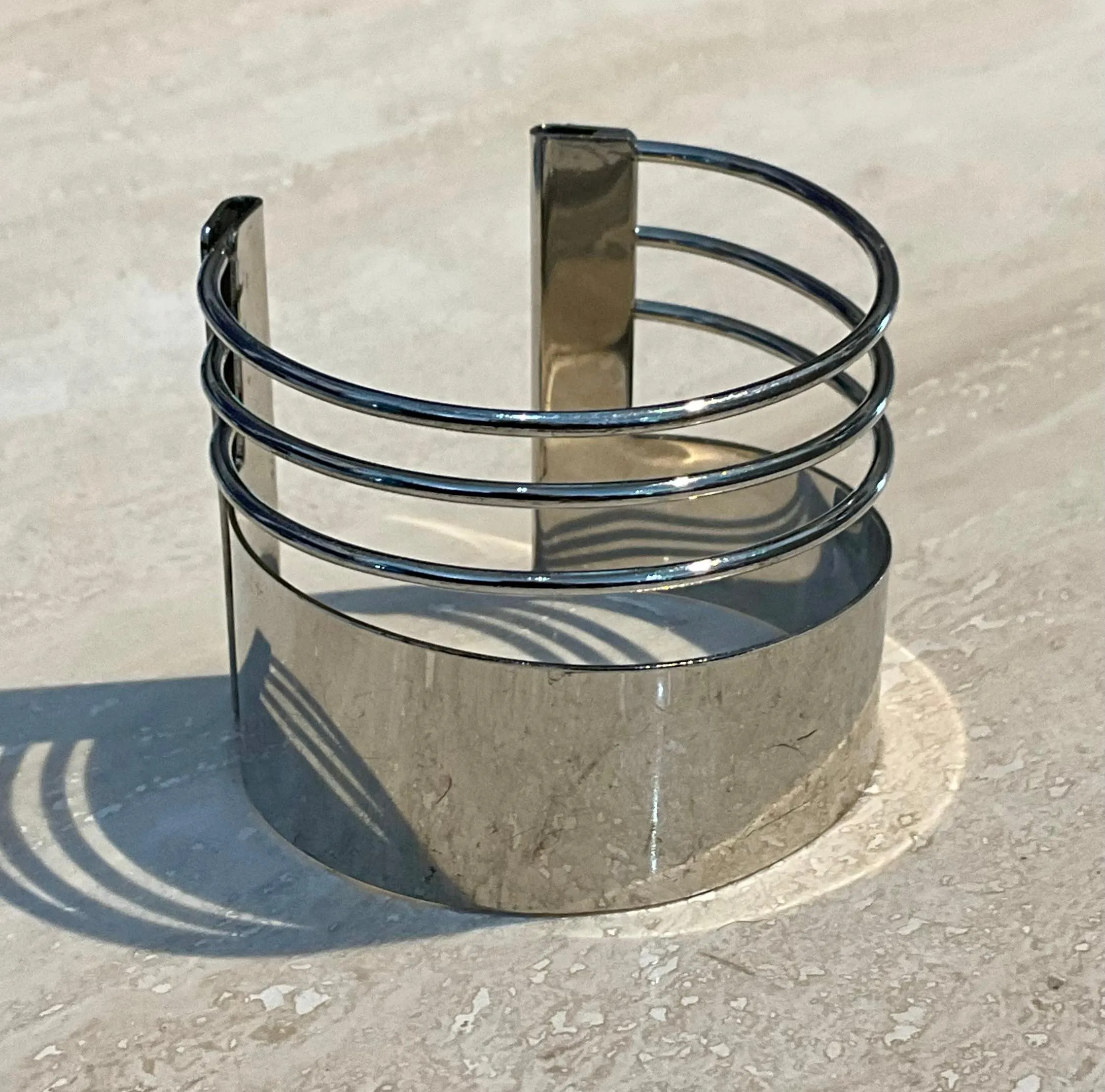 Vintage Silver Minimalist Adjustable Cuff Bracelet — additional photo 1