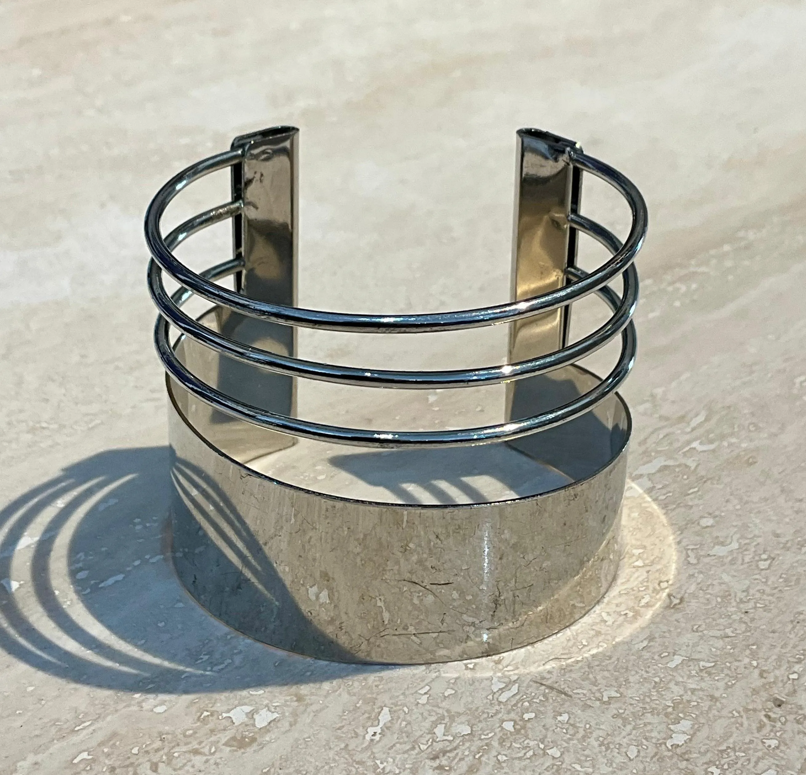 Vintage Silver Minimalist Adjustable Cuff Bracelet — additional photo 2
