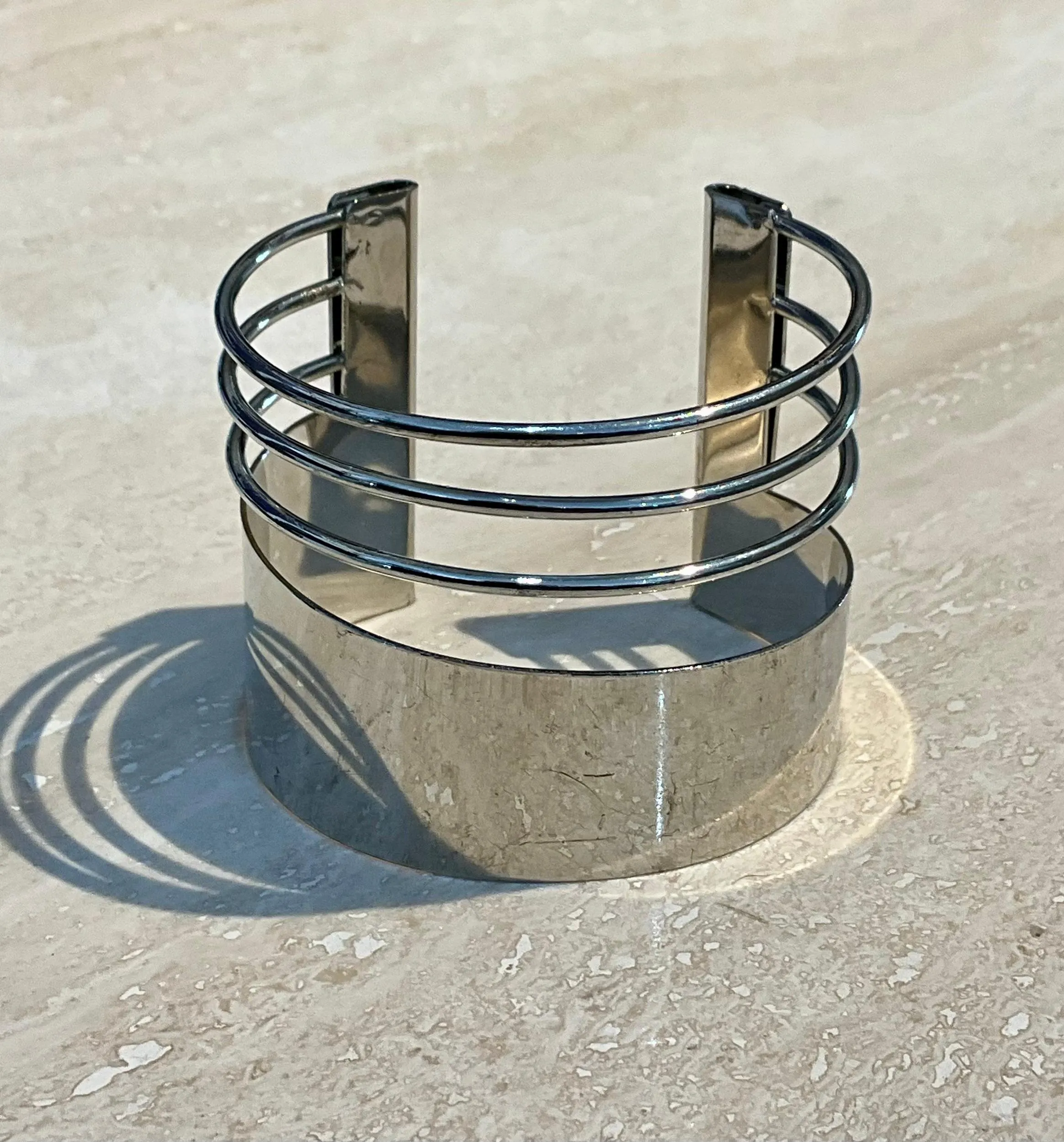 Vintage Silver Minimalist Adjustable Cuff Bracelet — additional photo 3